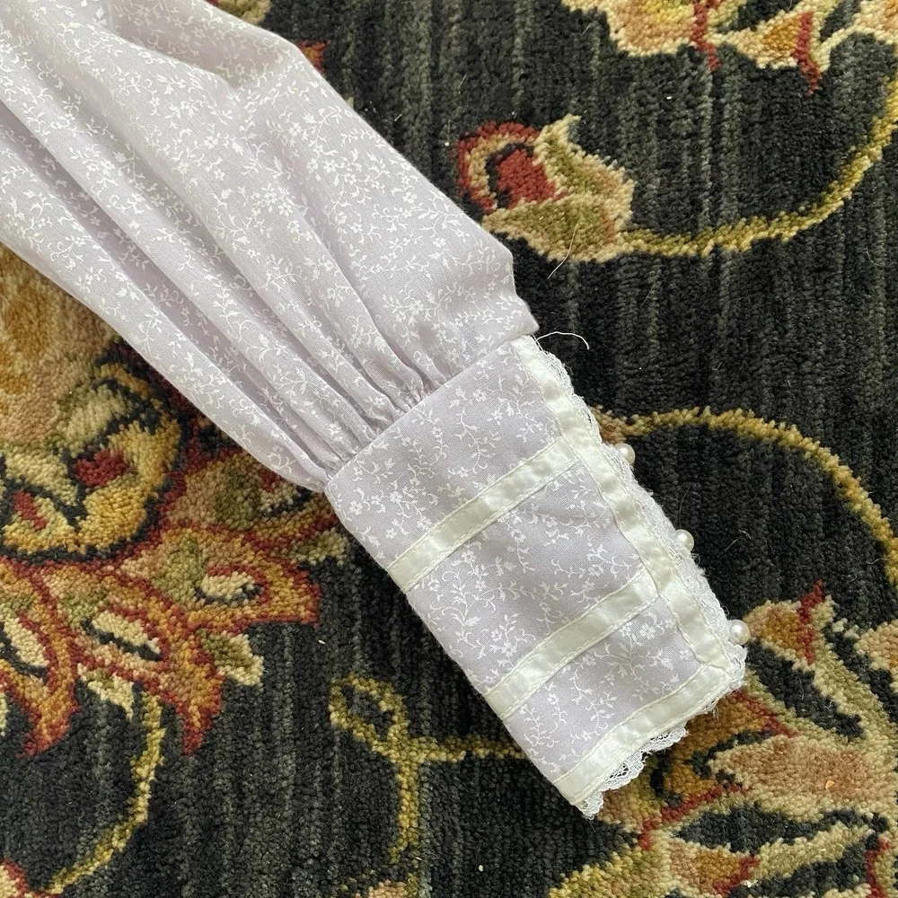 VTG'70s Gunne Sax Jessica's San Francisco‎ Ivory Lace Prairie Pearl Size 9 Dress